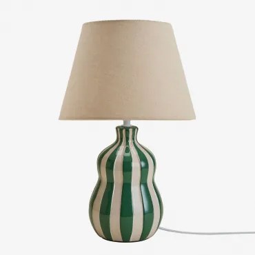 Jolira Tafellamp ↑40 Cm Van Keramiek En Linnen Groen – Kool - Sklum