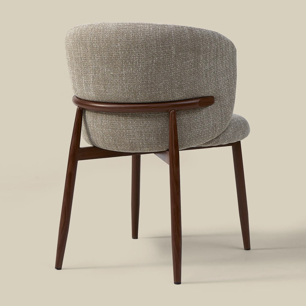 Walnoot Eetkamerstoel Met Ronde Rug Beige