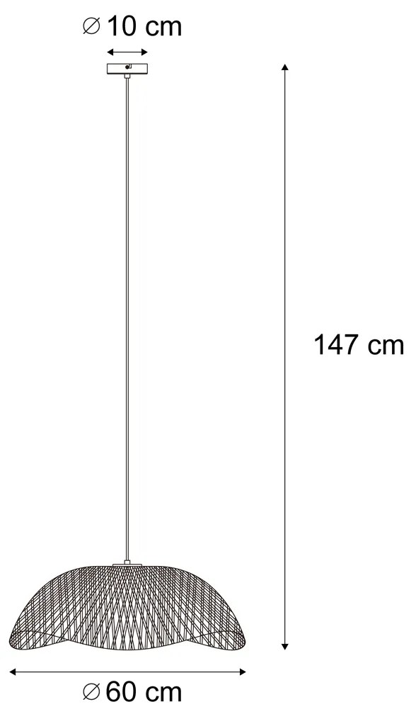 Bohemian hanglamp zwart met bamboe - LilyBohemian E27 Bohemian Binnenverlichting Lamp