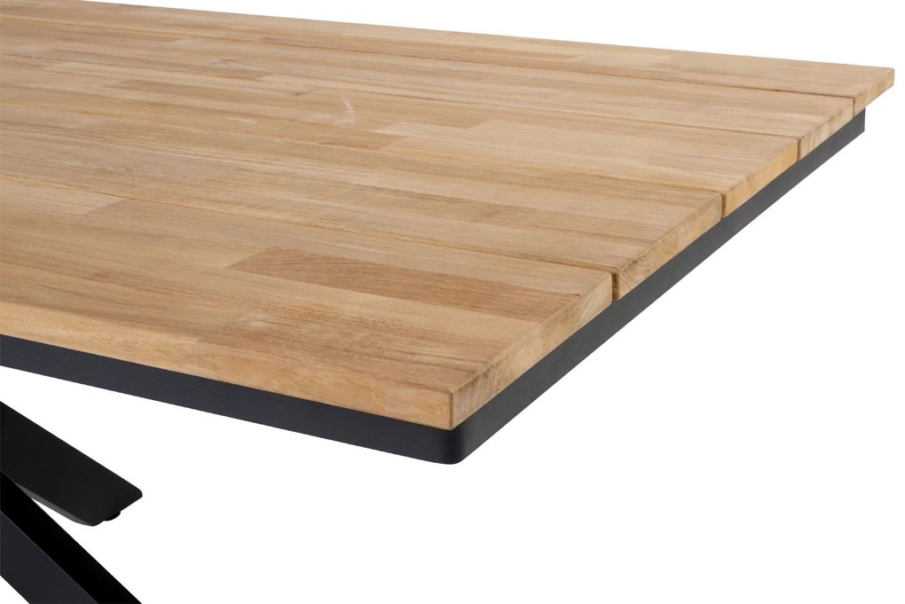 4 Seasons Outdoor Minerva tafel met teak blad 220 x 95 cm SALE  Tuintafel    antraciet weerbestendig
