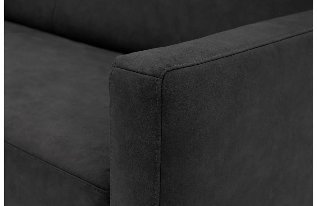 Goossens Key West antraciet, micro leer, 3-zits, modern design met ligelement links