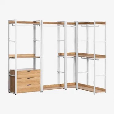Open Modulaire Hoekkast Van 4 Delen In Staal En Mdf Ariaster Natuurlijk - Sklum