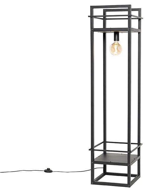 Industriële vloerlamp zwart - Cage Rack