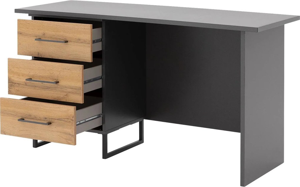 Goossens Basic Commode Bastion, Bureau 3 laden links, 140 cm breed