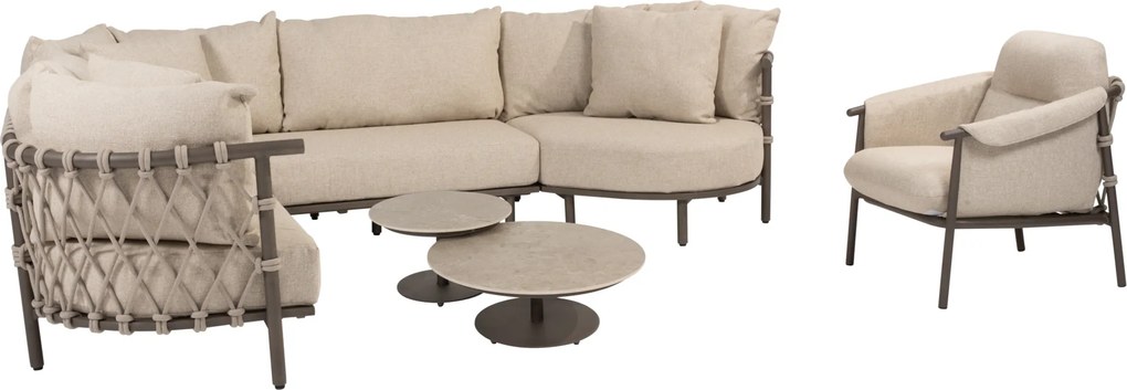 Ezra organische hoek loungeset 6 delig keramiek terre 4 Seasons Outdoor