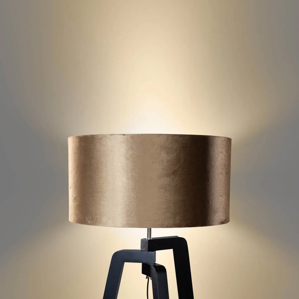 Vloerlamp zwart met velours kap brons 50cm - Puros Klassiek / Antiek, Modern E27 rond Binnenverlichting Lamp