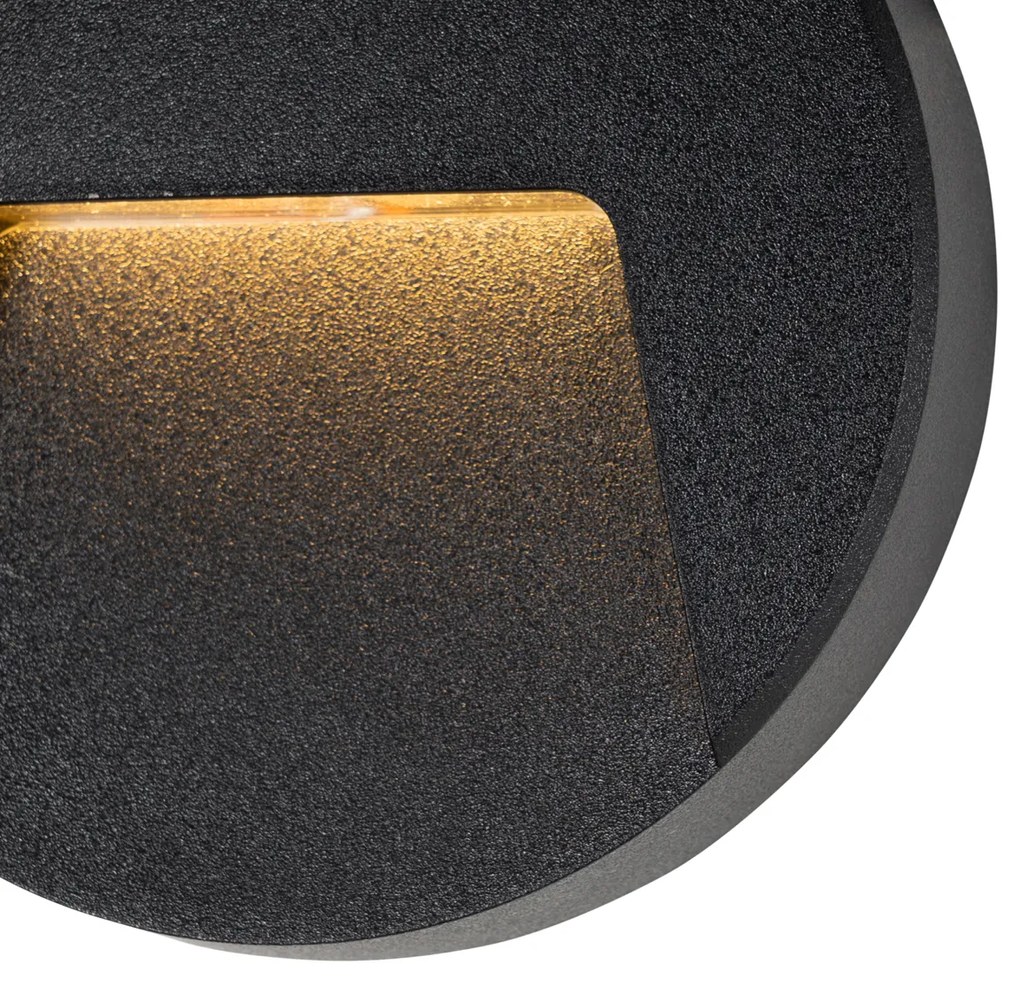 Set van 2 buiten wandlampen zwart rond incl. LED IP65 - Gem