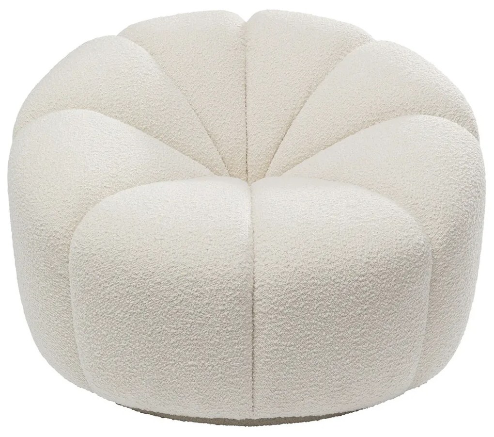 Kare Design Peppo Ronde Fauteuil Draaibaar Wit Boucle
