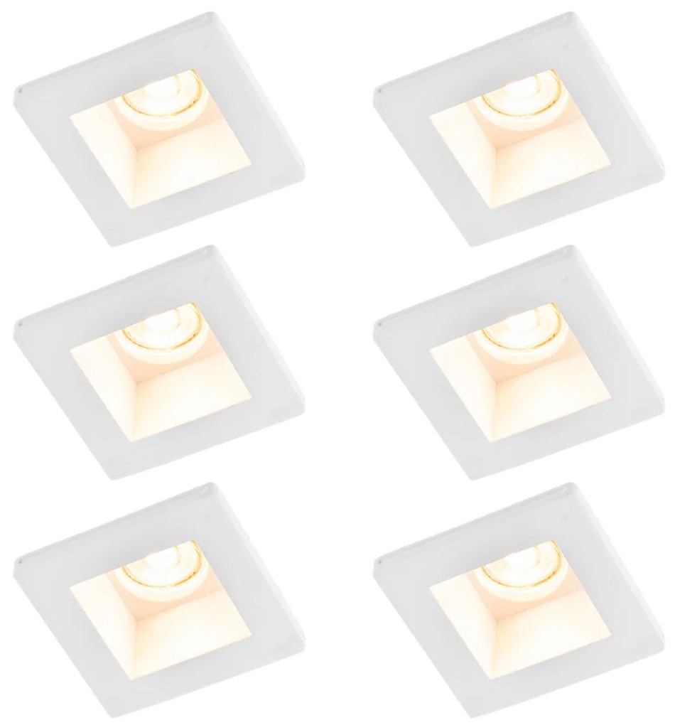 Set van 6 Inbouwspot wit 12cm vierkant - Gypsy Stucco