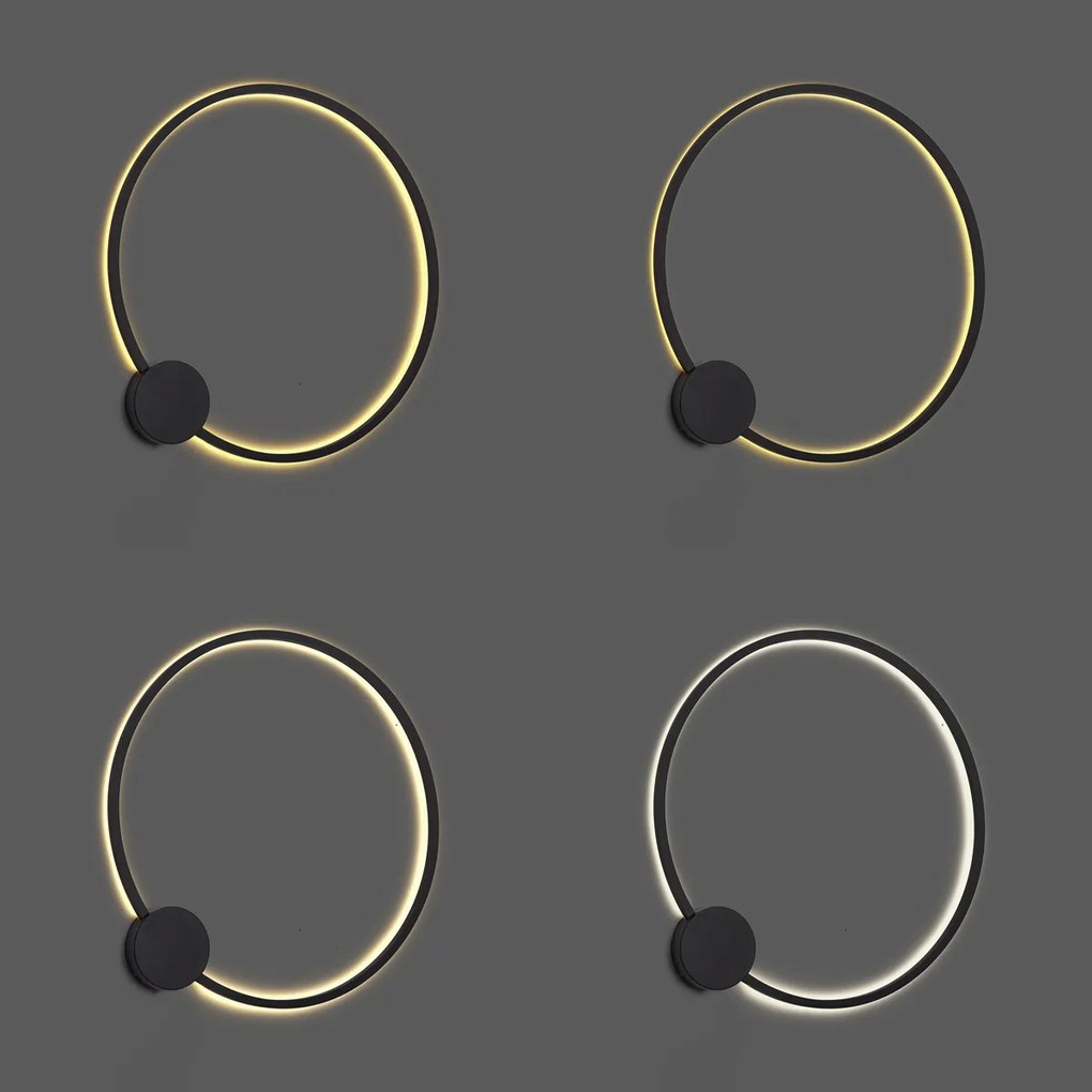 Design wandlamp zwart 67cm incl. LED 3-staps dimbaar - Anello