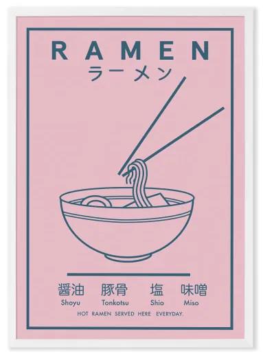 Ramen Food Poster door Violet Studio ingelijste print A1, roze