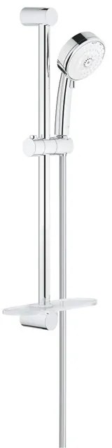 GROHE New Tempesta Cosmopolitan 100 Glijstangset - 60cm - ronde handdouche - 4 straalsoorten - gladde doucheslang - met zeepschaal - chroom/wit 27577002