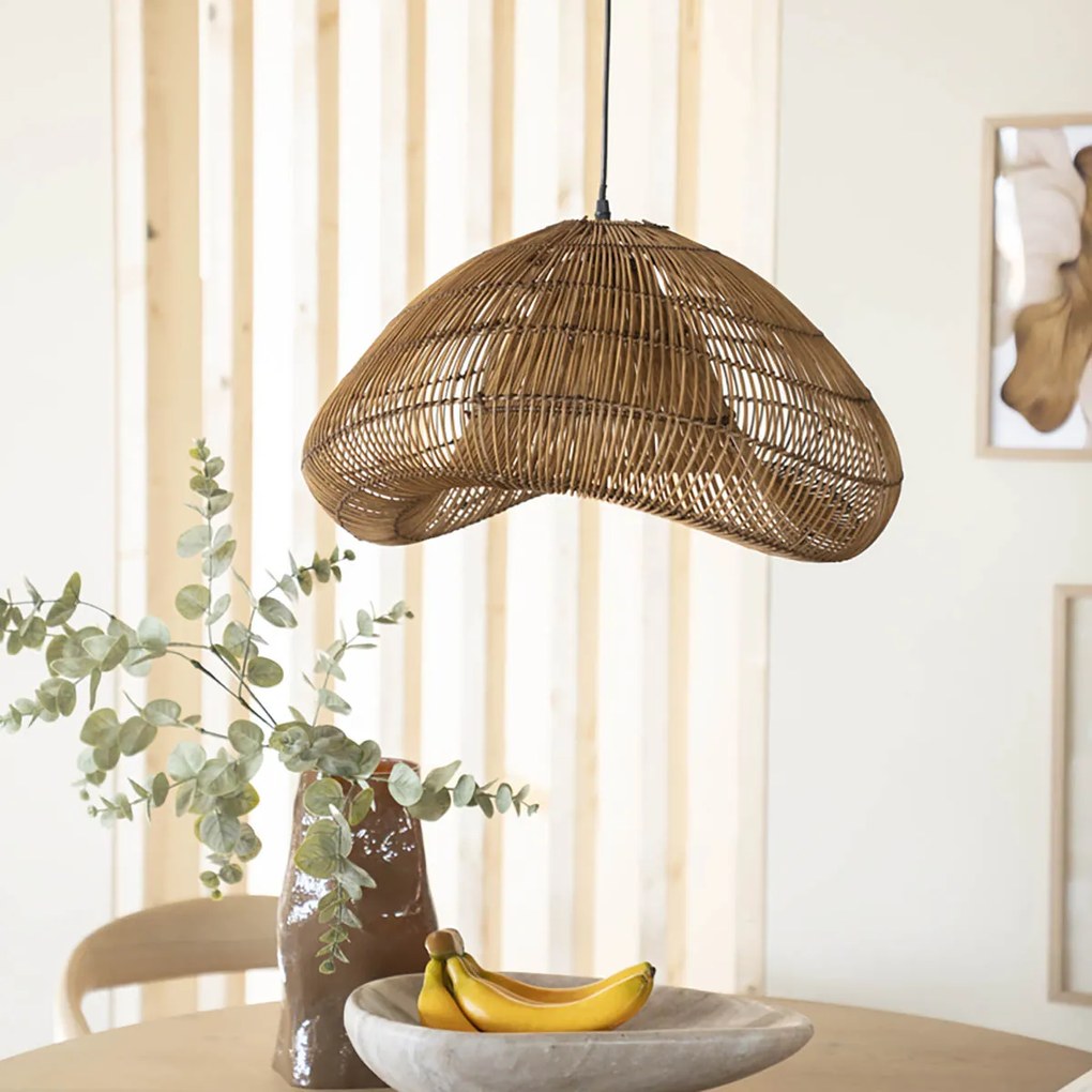 Rieten Lamp Organische Vorm Bruin