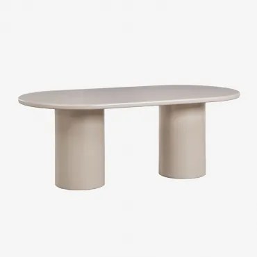 Ovale Eettafel 200x100 Cm In Mdf Rodeo Tapioca Beige - Sklum