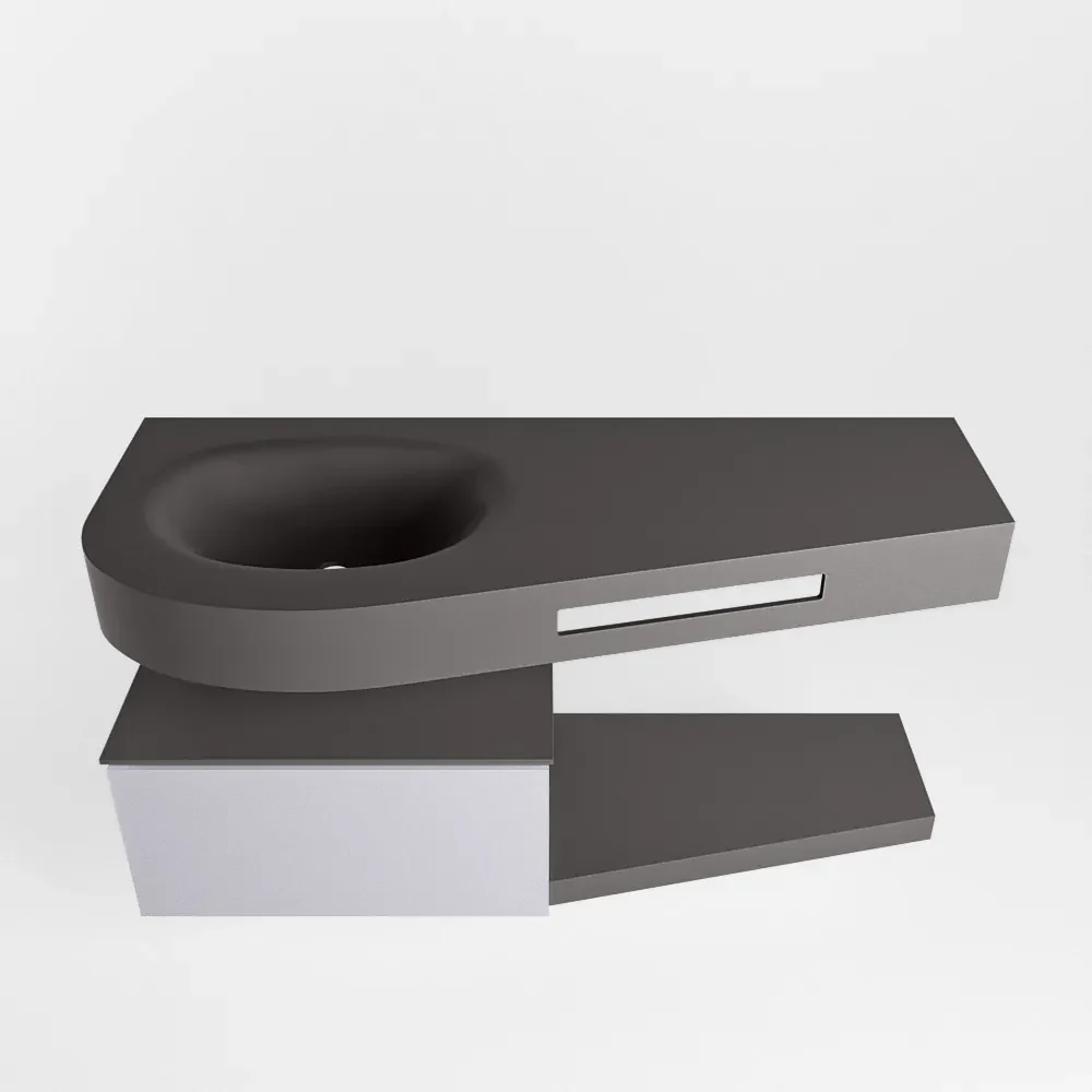 Mondiaz Riva badmeubel 120cm Cale met 1 lade en wastafel links 0 kraangaten Dark Grey