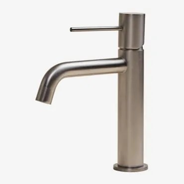 Kraan Voor Wastafel In Messing Orveta Geborsteld Grijs & ↑20 Cm - Sklum