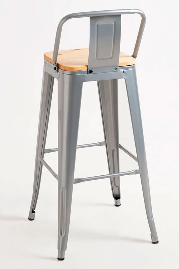 Kruk Torix met rugleuning van natuurlijk hout