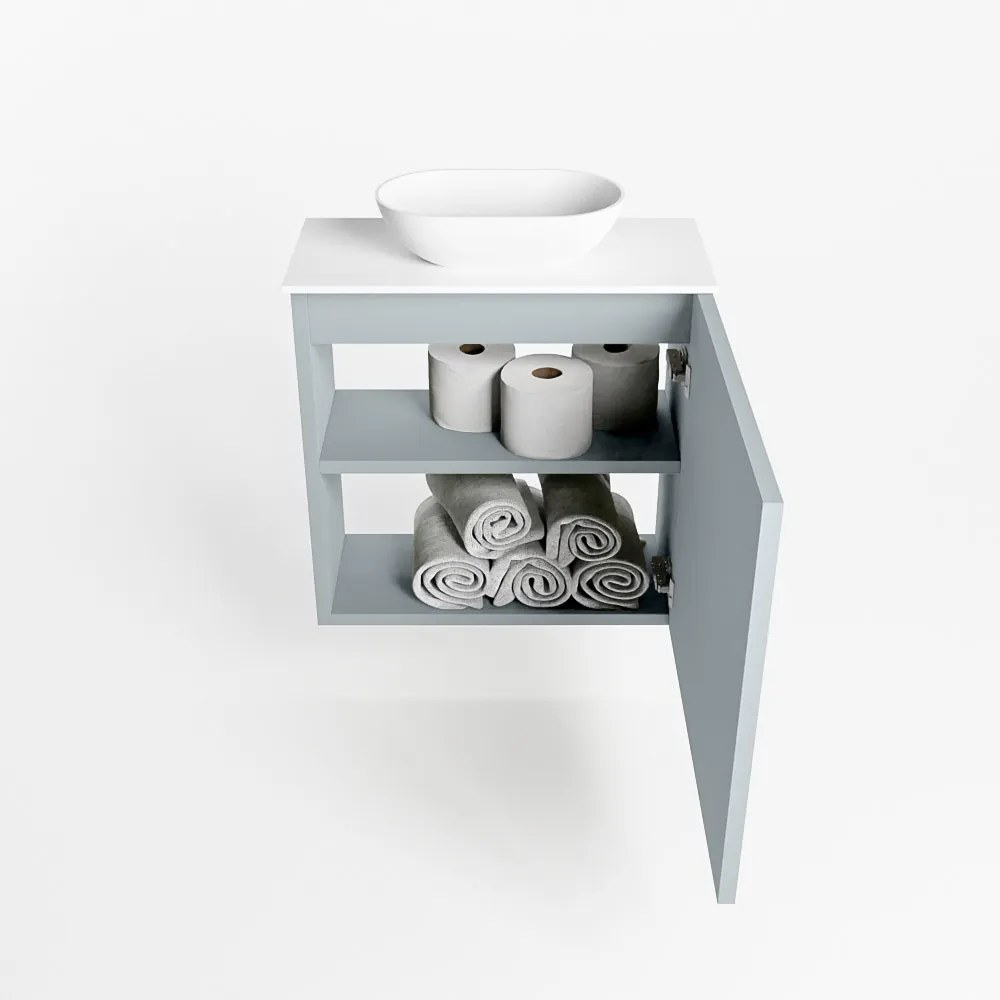 Mondiaz Fowy toiletmeubel 50cm clay met witte waskom midden zonder kraangat