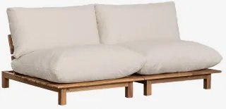 Brina 2-delige Modulaire Relaxfauteuil In Acaciahout Beige – Crème - Sklum