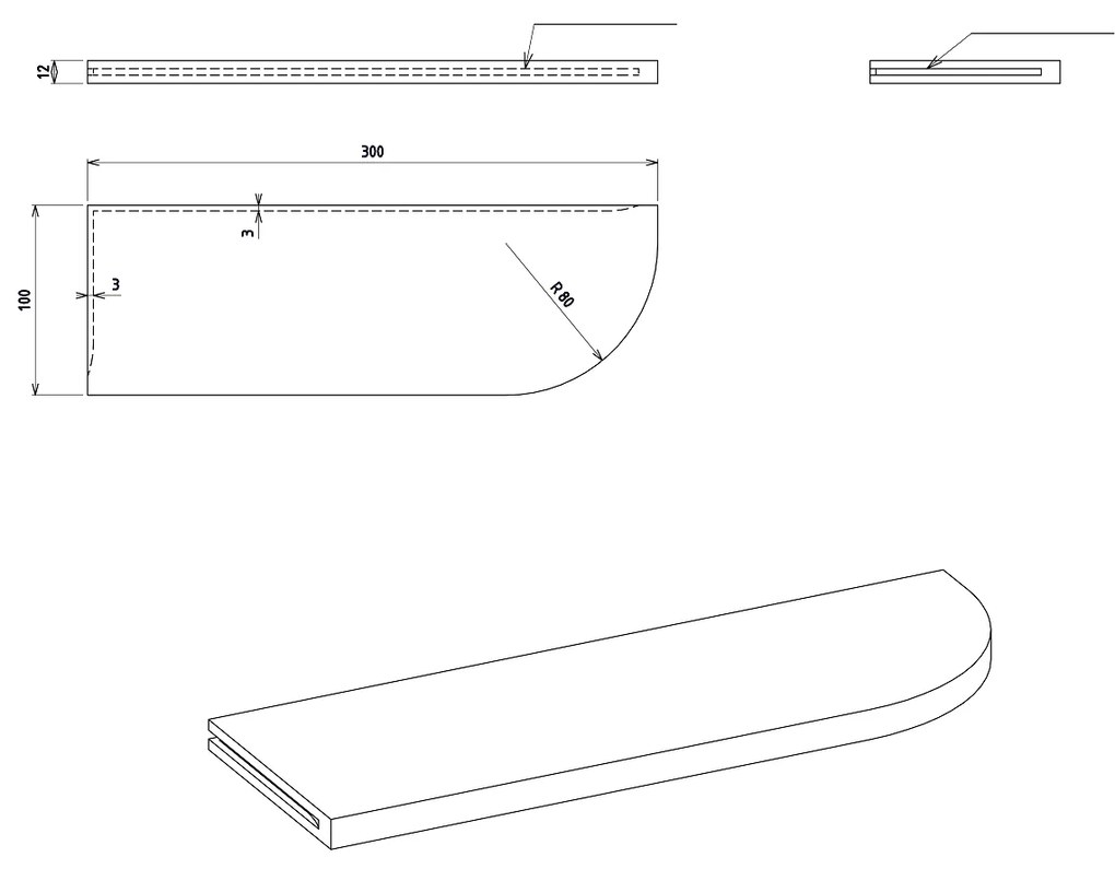 Sapho Abeline rockstone hoek plank 30x10cm wit mat