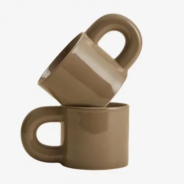 Pack Van 2 Koffiekopjes Van New Bone China 30 Cl Rylvane Moka Bruin - Sklum