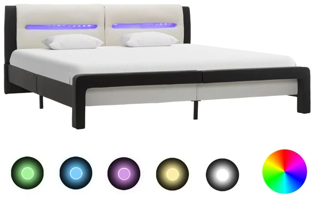 Medina Bedframe met LED kunstleer zwart en wit 180x200 cm
