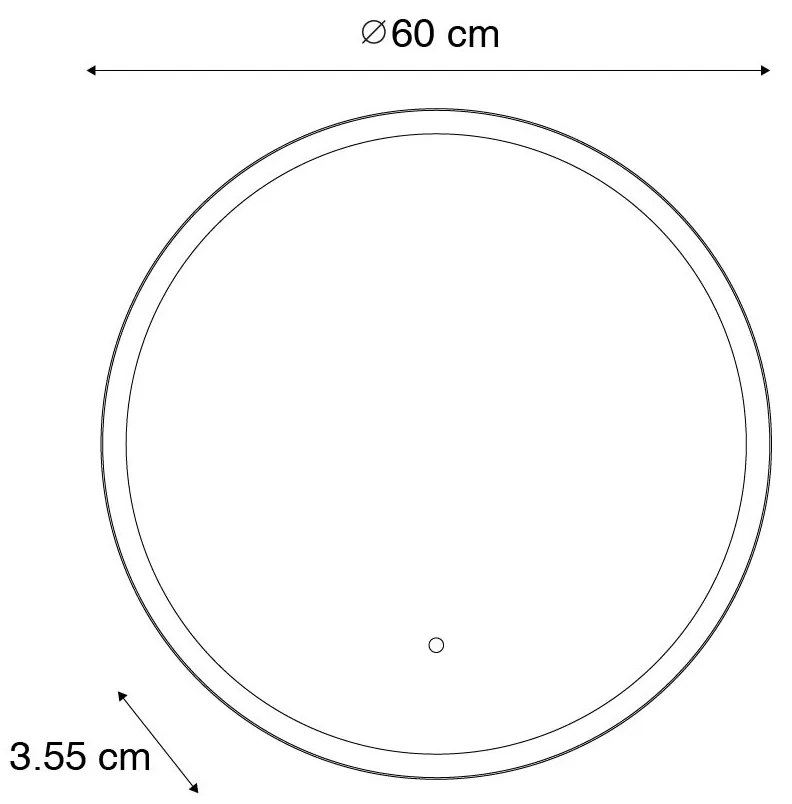 Moderne badkamerspiegel zwart incl. LED en touch dimmer - Pim Modern IP44 rond Lamp