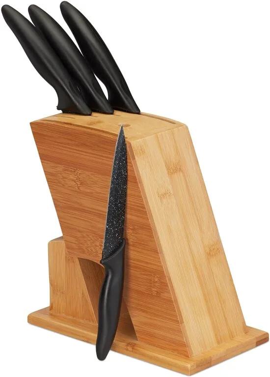 Messenblok bamboe - messenhouder - voor 5 messen - universeel - keukenblok hout
