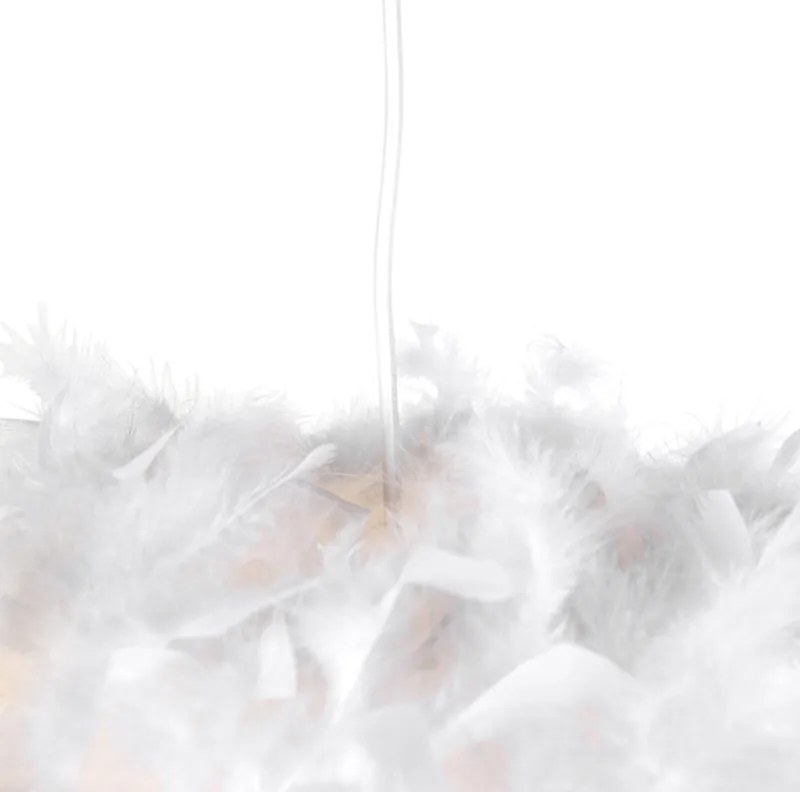 Landelijke hanglamp wit met veren - Feather