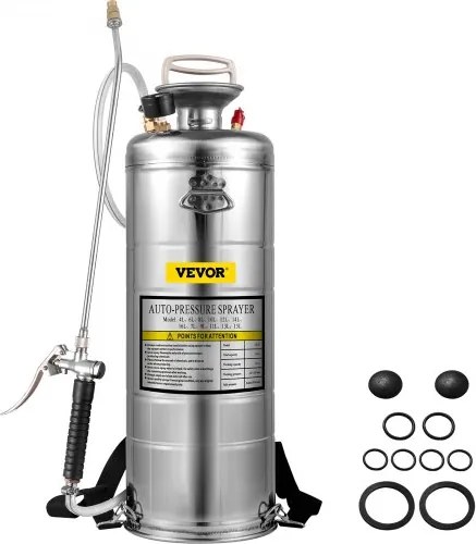 VEVOR 12L roestvrijstalen sproeier, handsproeier met pomp, versterkt, drukversterkt