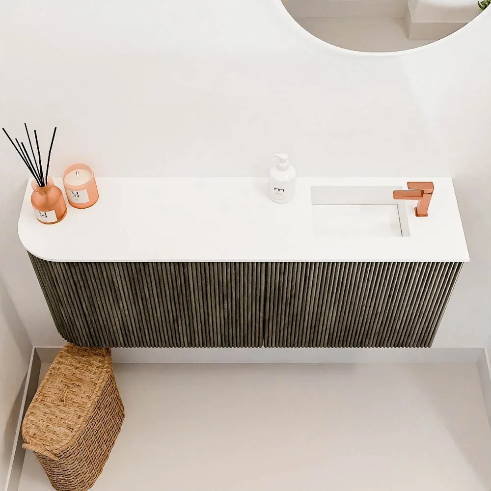 Mondiaz Joya 100cm toiletmeubel ronding links shadow met wastafel faye rechts 1 kraangat talc