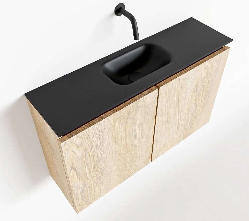 Mondiaz Ture 80cm toiletmeubel washed oak met wastafel urban midden geen kraangat