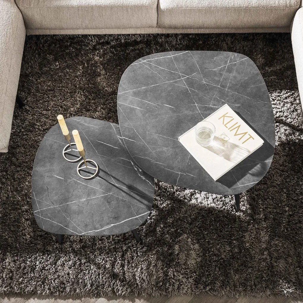 Salontafel Set Keramiek Look - 85 X 79cm.