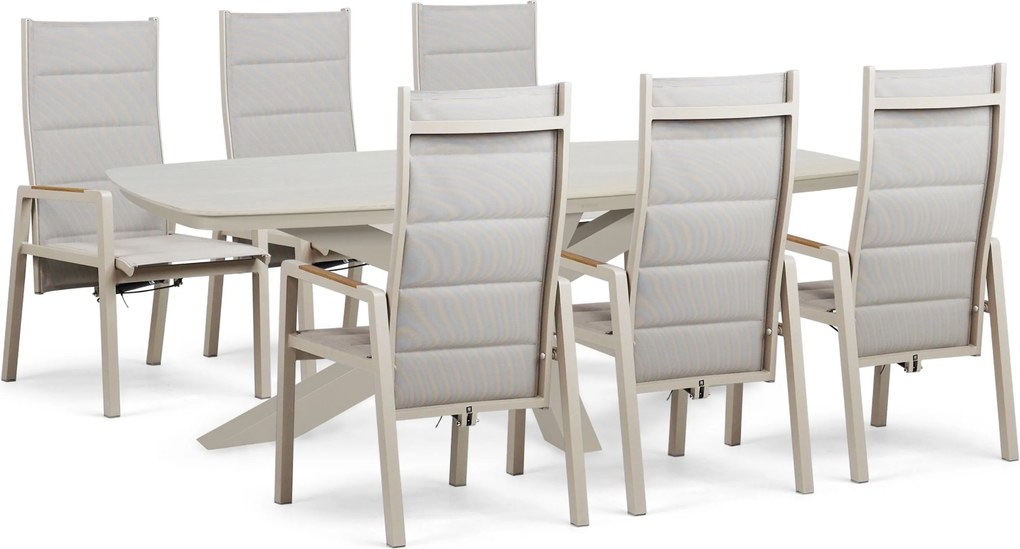 Tuinset 6 personen 220 cm Aluminium Taupe Lifestyle Garden Furniture Essence/Belluno