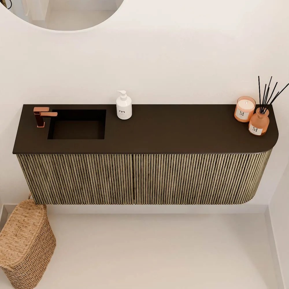 Mondiaz Joya 100cm toiletmeubel ronding rechts dusk met wastafel faye links 1 kraangat urban