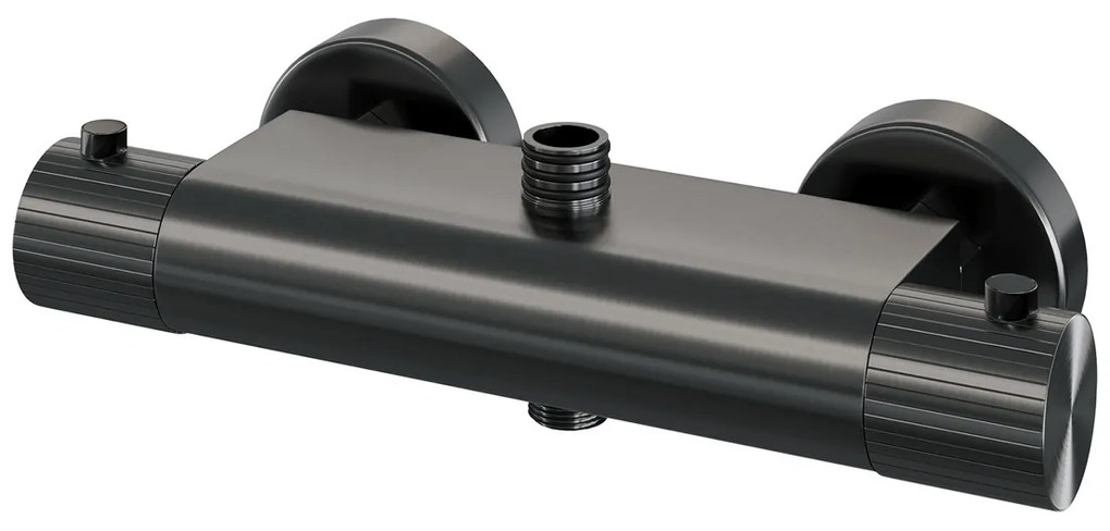 Brauer Stripe opbouw regendouche met 25cm hoofddouche en staafhanddouche gunmetal geborsteld PVD