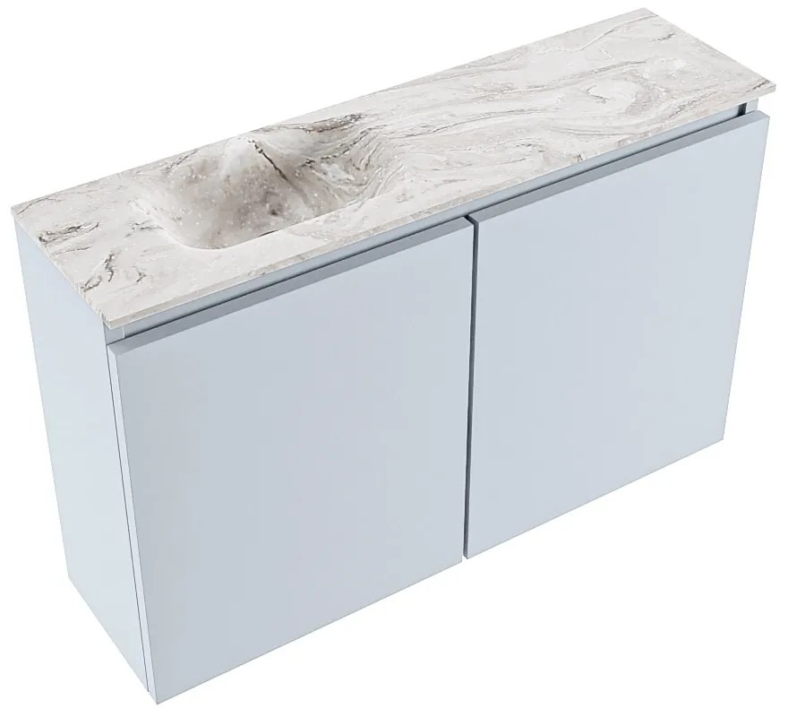 Mondiaz Ture DLux toiletmeubel 80cm clay met wastafel glace links met kraangat