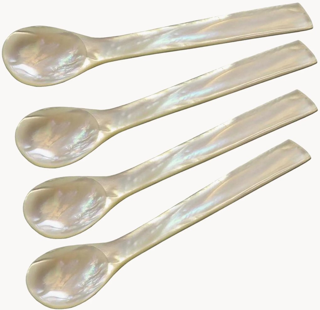 Handgemaakte eierdopje Square van parelmoer, 4-delig