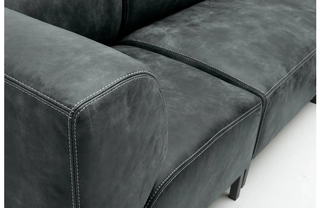 Goossens Excellent Hoekbank Marshall Met Hocker zwart, leer, 2 x 1,5-zits, urban industrieel