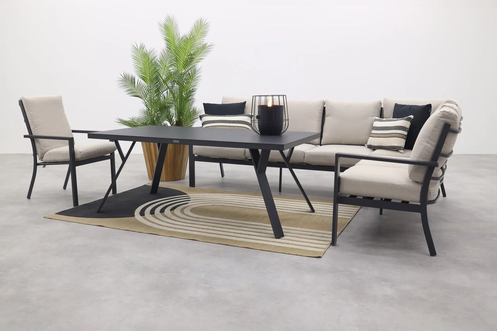 Sergio lounge dining set met stoel - Carbon/Desert - 3-delig rechts