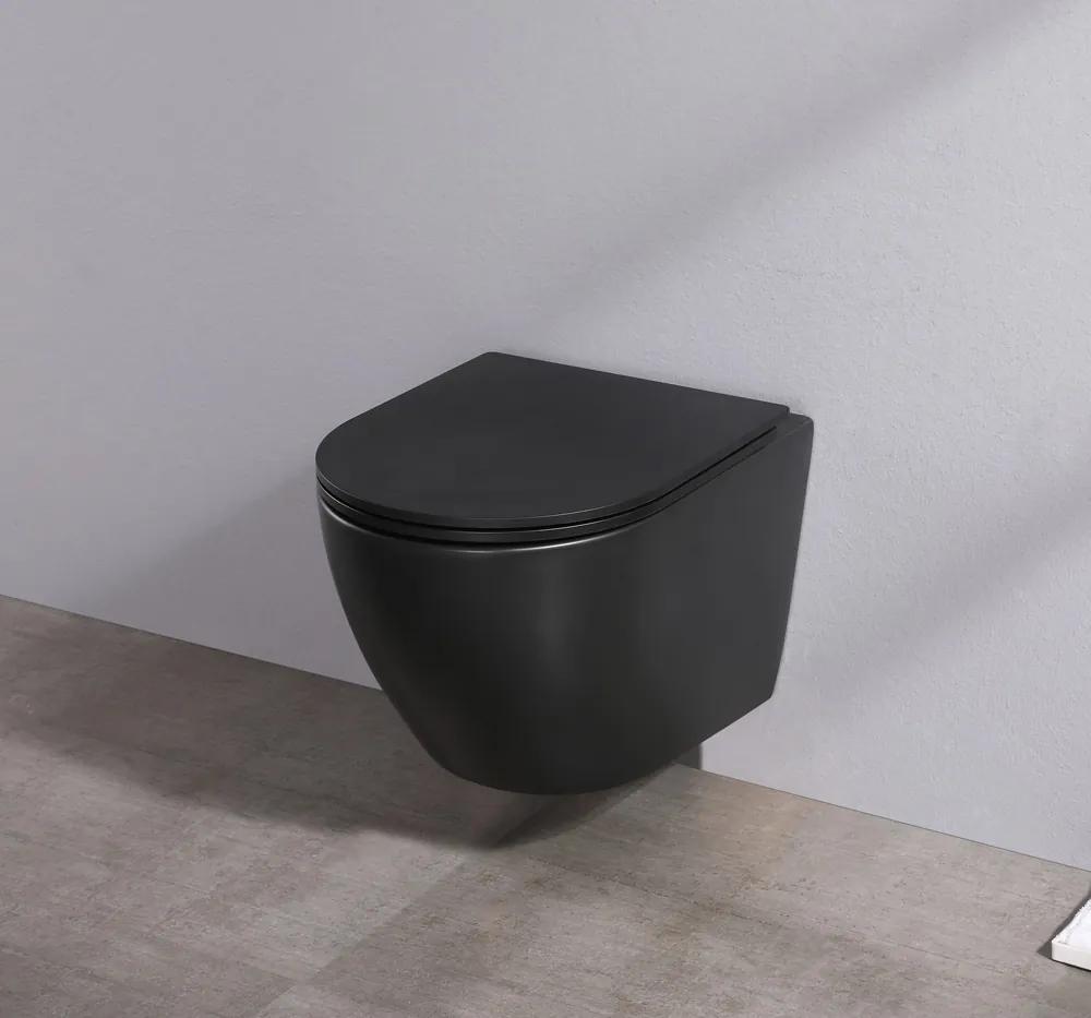 Saniclear Itsie mat zwarte toiletpot randloos met softclose zitting