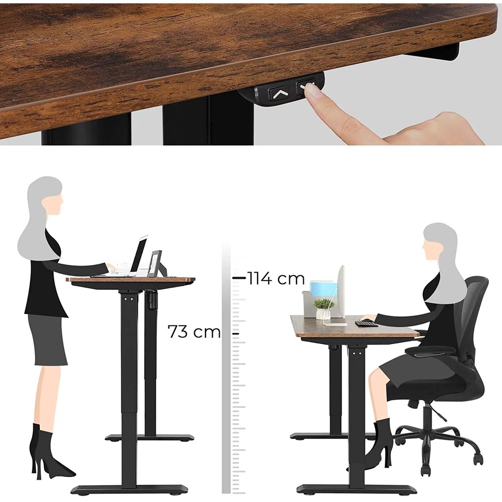 Nancy's Kingman Bureau - Elektrisch Verstelbaar - Zit-Statafel - Werkplek - Industrieel - 140 x 70 cm