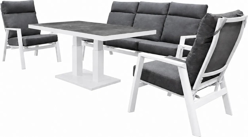 Vegas stoel bank dining loungeset 4 delig verstelbaar aluminium wit
