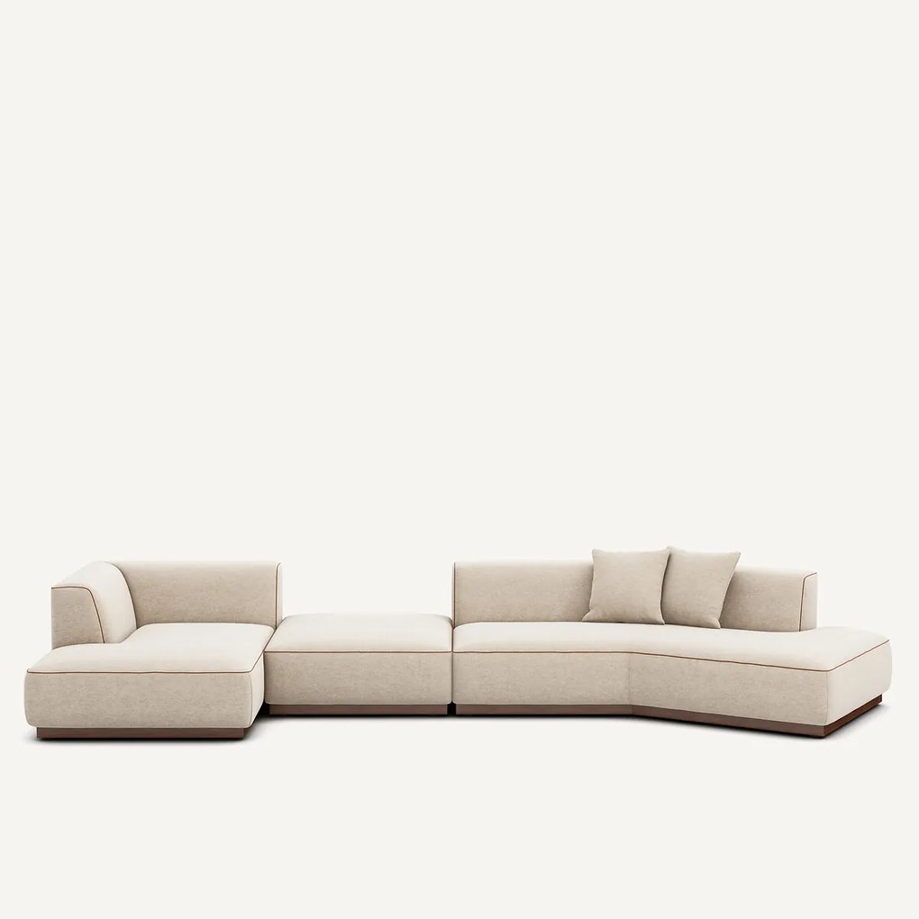 Open bank met hoek links met voetensteun in gemêleerde stof, JACOPO