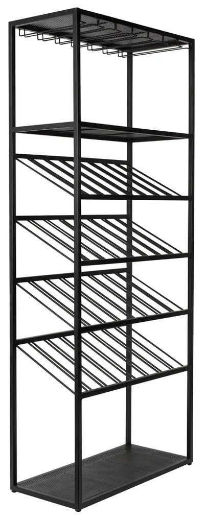 Zuiver Cantor Zwart Metalen Wijnrek - 75x35x180cm.