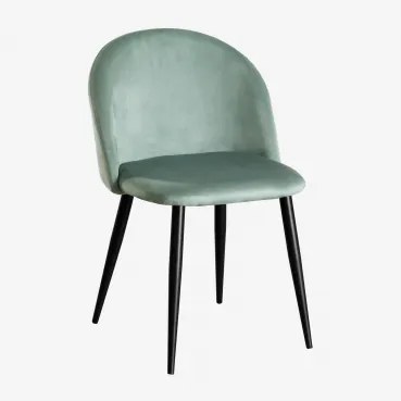 Set Van 4 Eetkamerstoelen Bekleed Met Kana Fluweel Grün Tanne & Zwart - Sklum