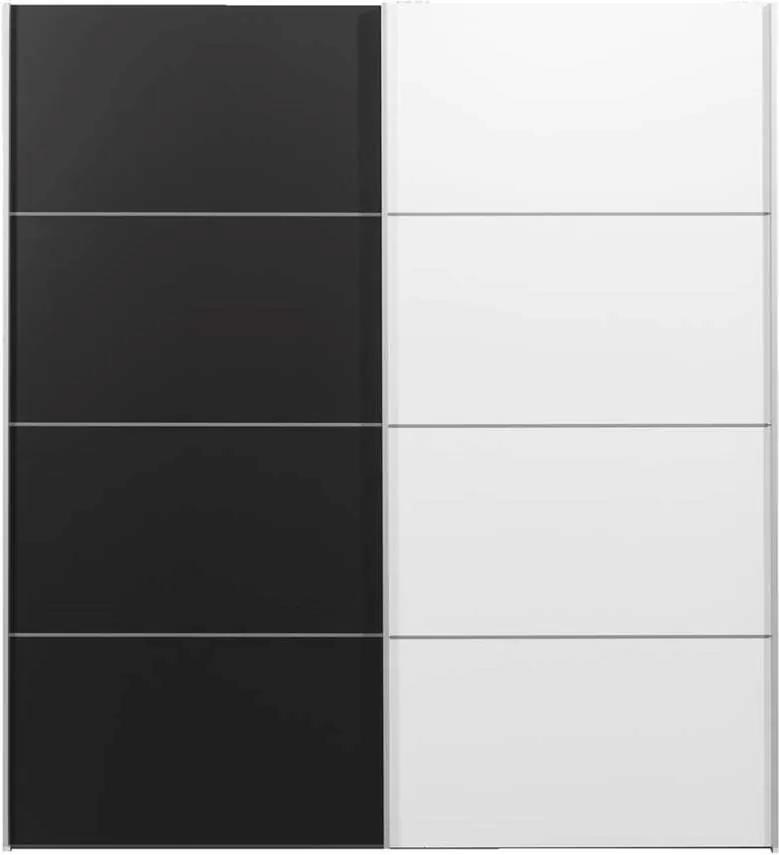 Schuifdeurkast Verona wit - zwart/wit - 200x182x64 cm - Leen Bakker