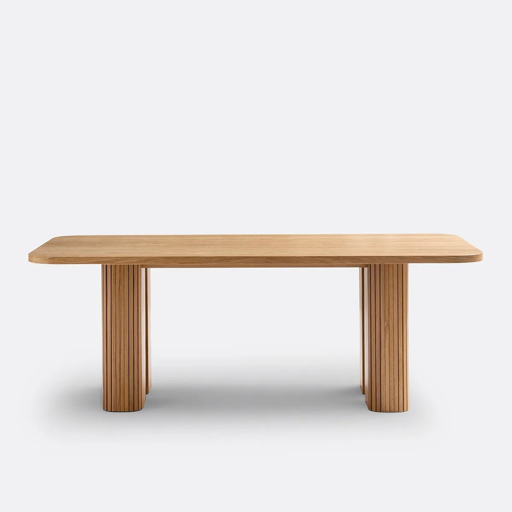 Rechthoekige eettafel, eiken en grenenfineer, 6 tot 8 couverts, LATTI