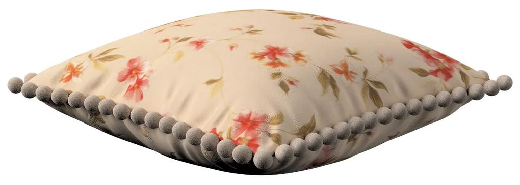Dekoria Kussenhoes Wera met pompons, crème-roze 45 x 45 cm