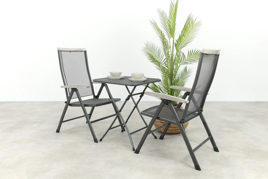 Balero inklapbare balkonset 3-delig strekmetaal 60x60 cm. - Antraciet